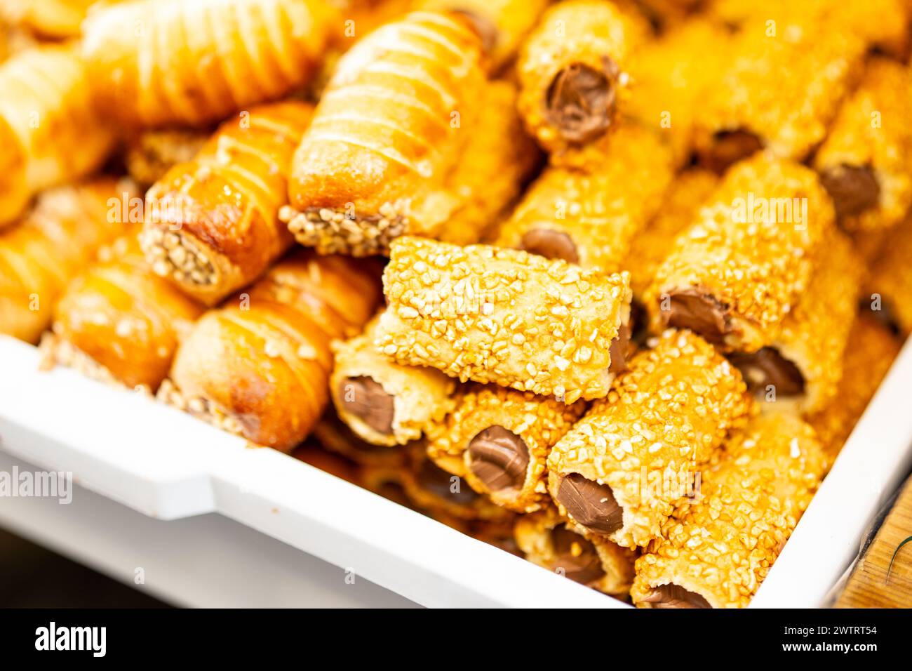 Delicious pastries filled with pistachios and nuts Stock Photo