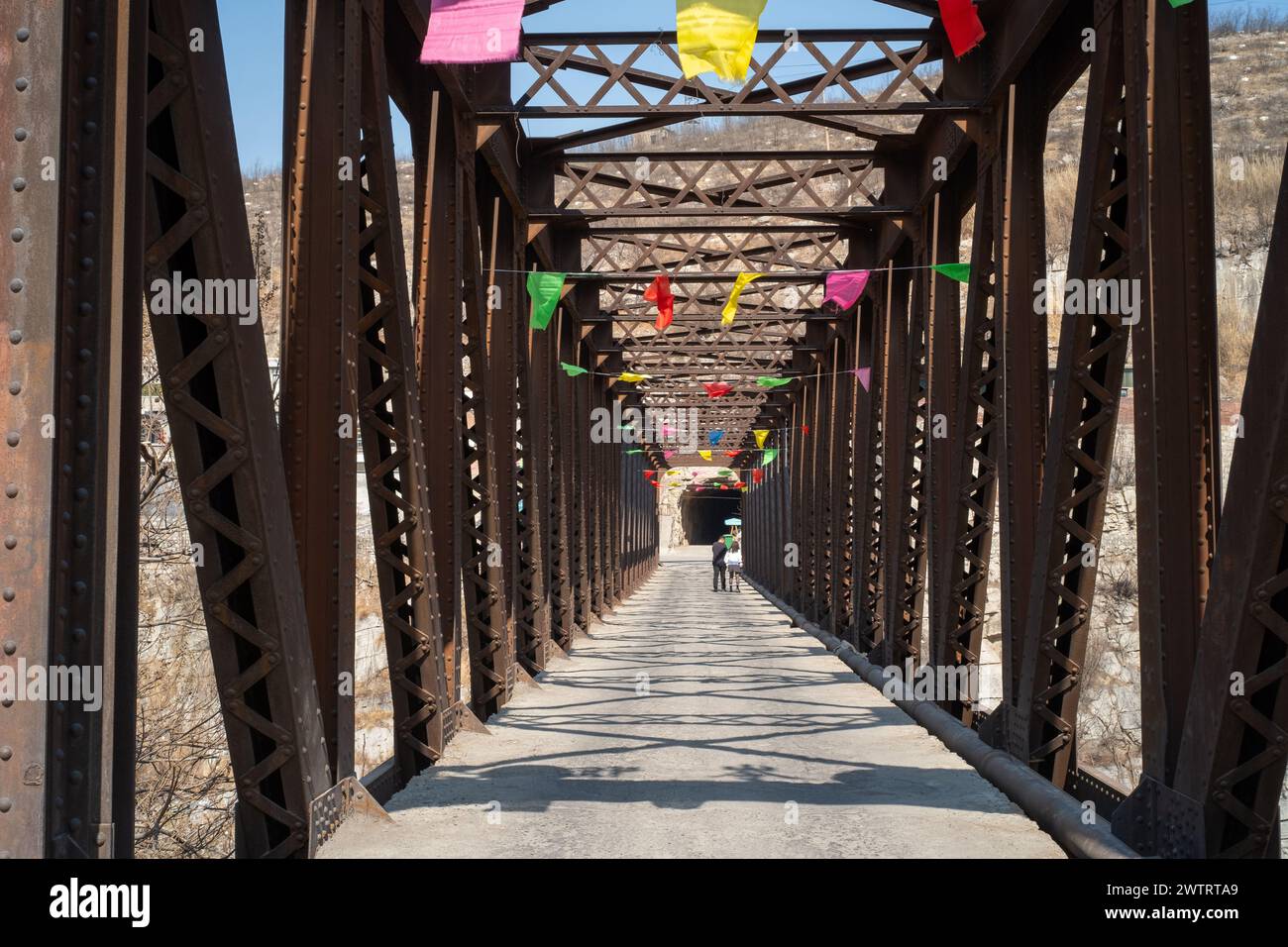 The iron bridge located in Faluling Village, Jingxing County, Shijiazhuang City, Hebei Province was built by France's Daydé & Pillé in 1906. It is st Stock Photo