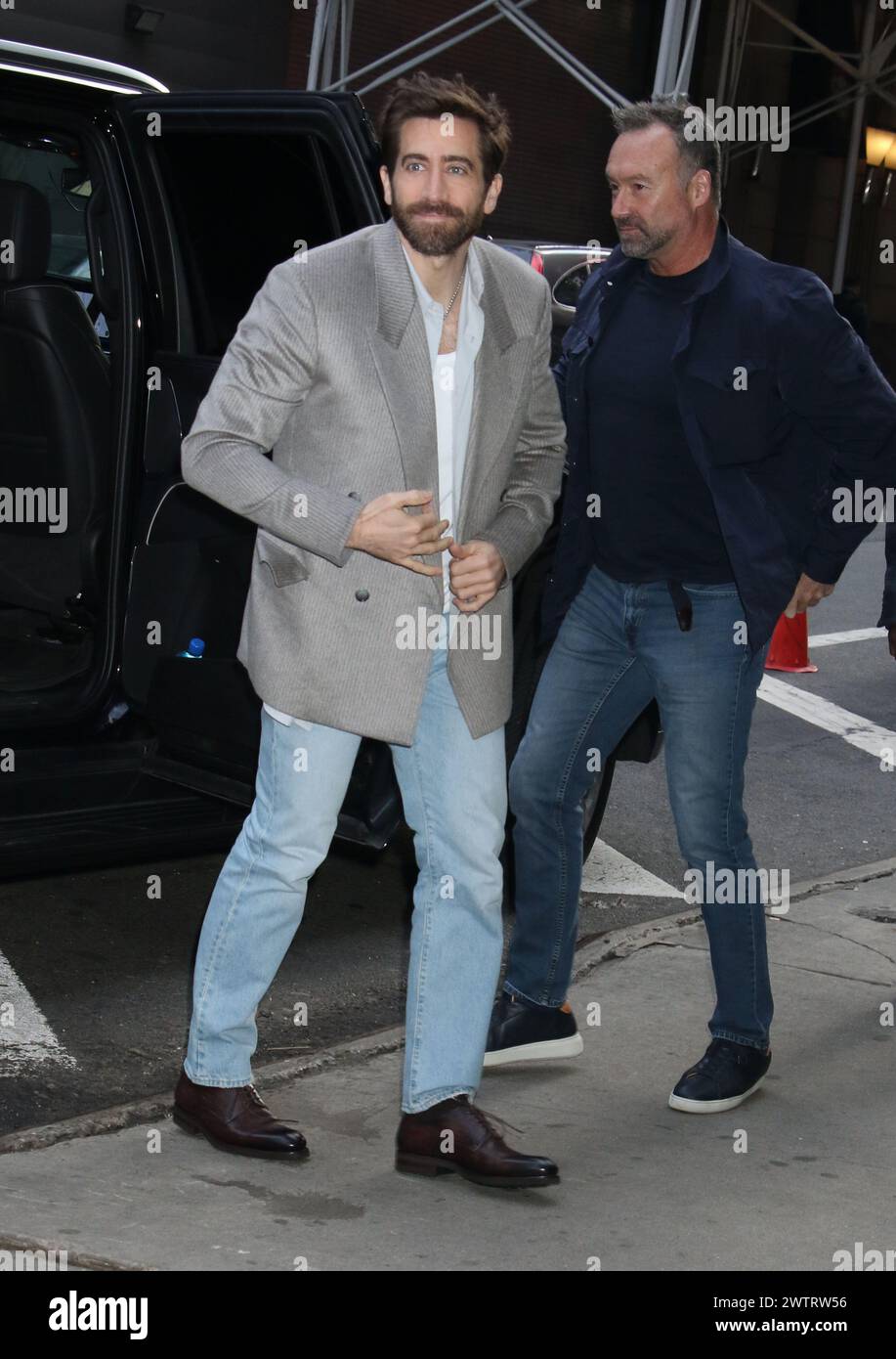 New York, USA. March 19, 2024 Jake Gyllenhaal on Good Morning America to  talk about new, image size:917x1390