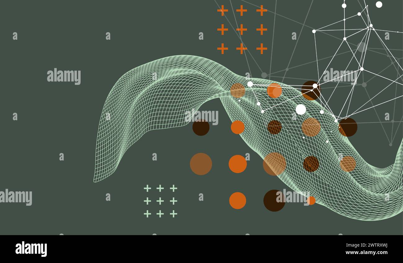 The abstract wave is made in a frame style. Template for science and ...