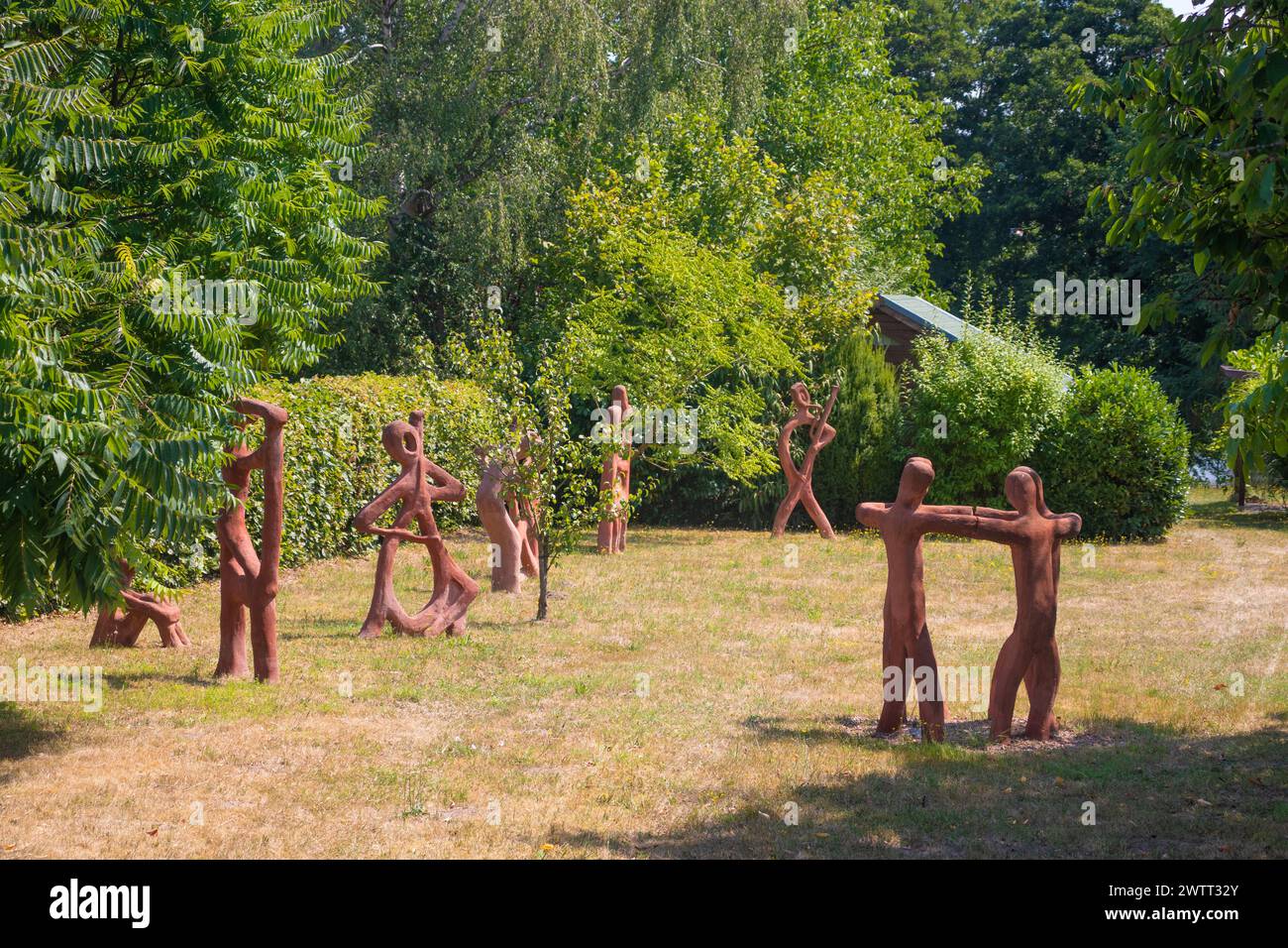 Terracotta statues near Niedernberg, Germany Stock Photo