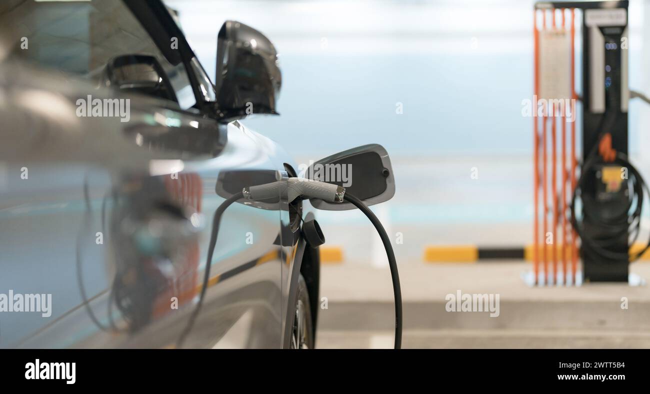 E-mobility, Electric vehicle charging, Electric car charging station Stock Photo