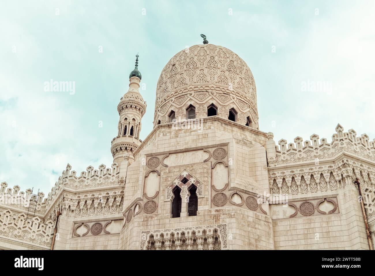 View of Abu al Abbas al Mursi Mosque in Alexandria, Cairo Stock Photo