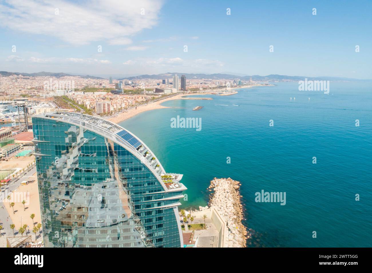 Aerial view barcelona from beach hi-res stock photography and images ...