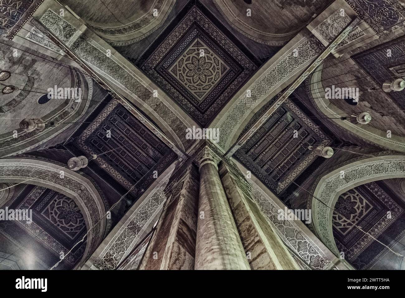 View of interior details at Al-Rifa'i Mosque in Islamic Cairo, Egypt Stock Photo