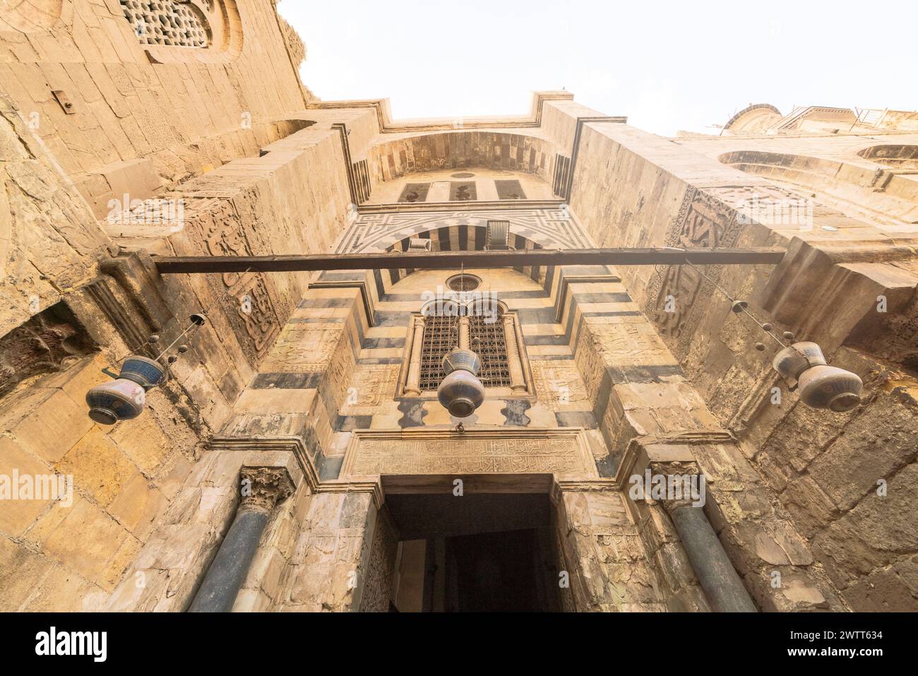 Entrance of Bersbay Mosque, Qlqwun Complex, Islamic Cairo, Cairo, Egypt Stock Photo