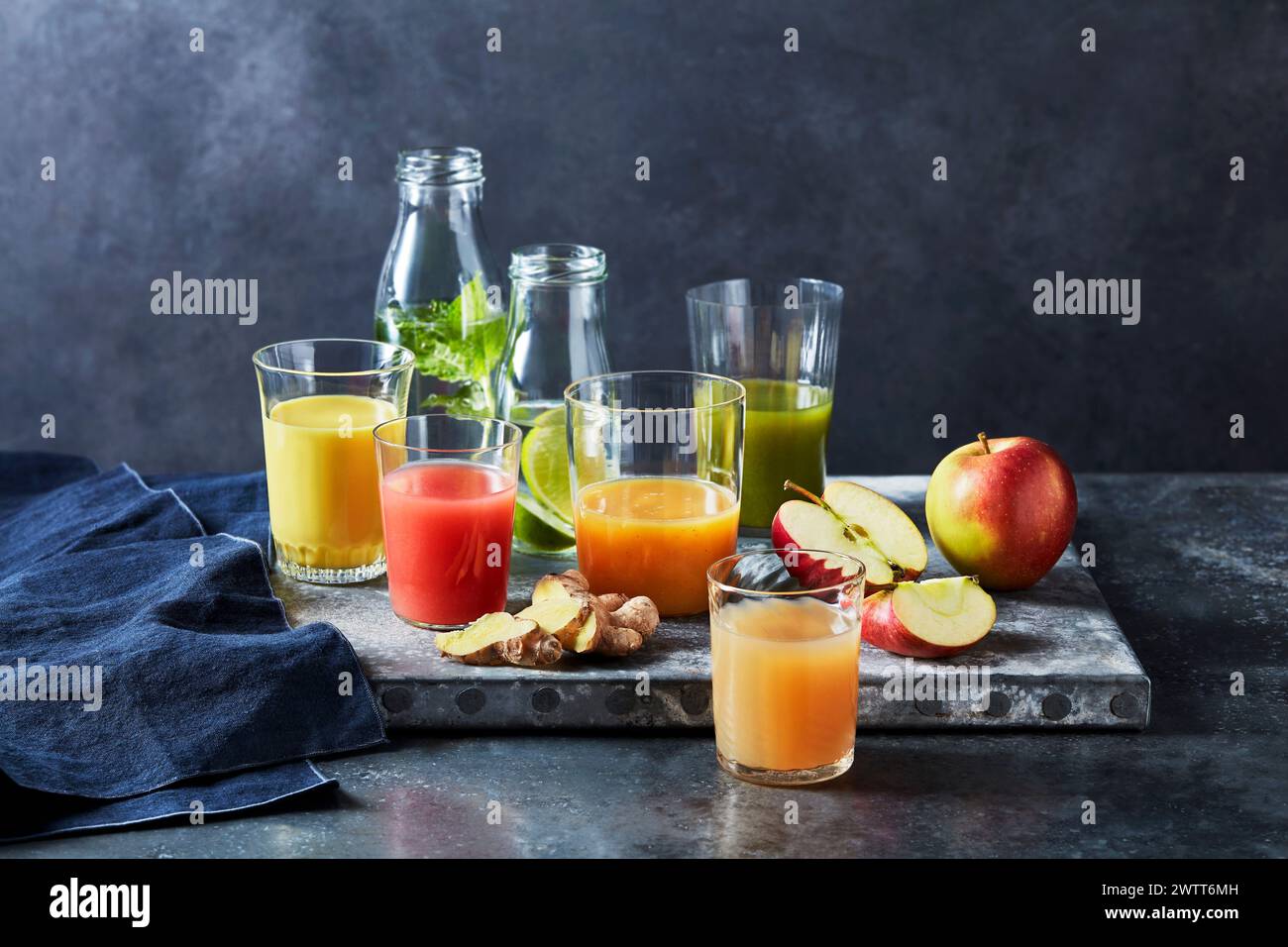 Selection of Healthy Fruit Juices Stock Photo