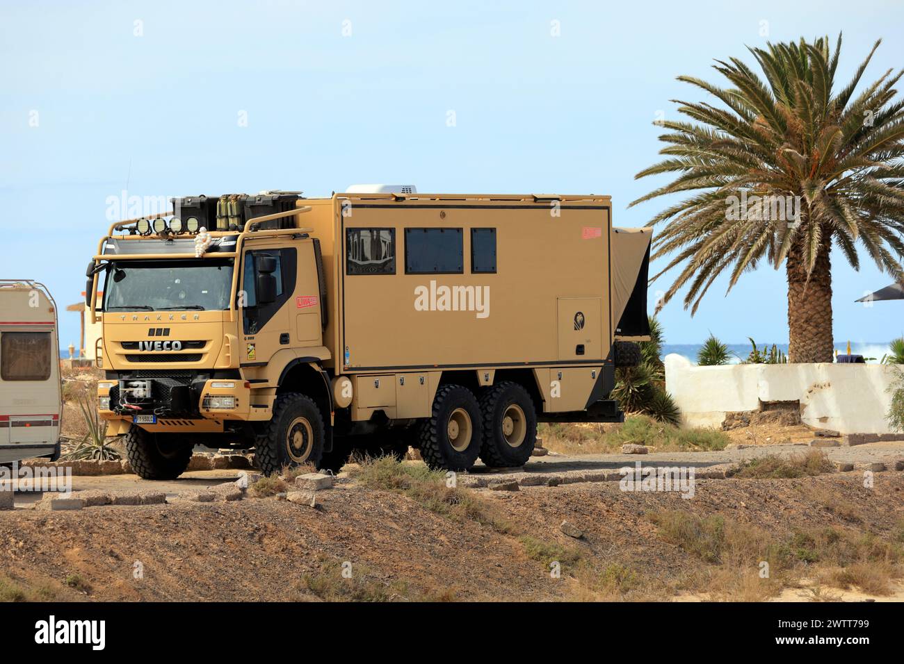 Extreme camper van, El Cotillo, Fuerteventura, Canary Islands, Spain. Stock Photo