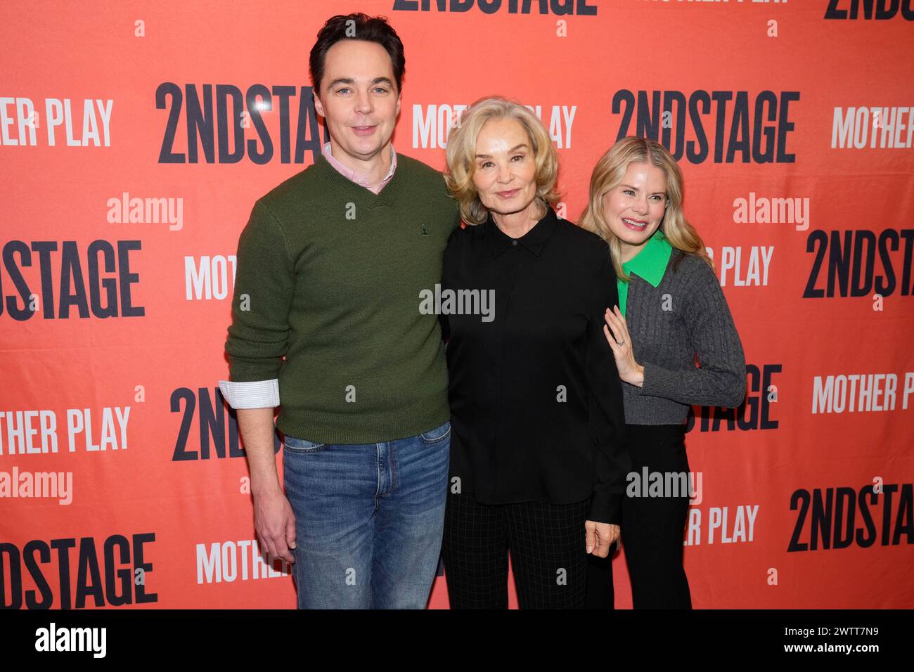 Jim Parsons, left, Jessica Lange and Celia KeenanBolger from Broadway