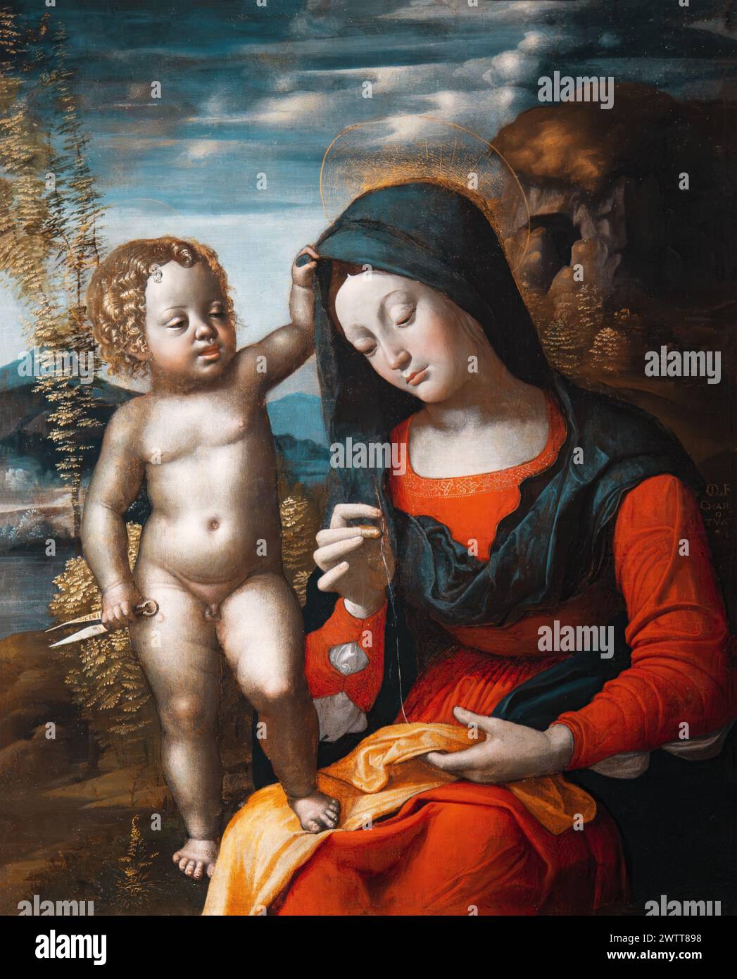 Seamstress Madonna with Child, Gallerie dell'Accademia - Francesco Caroto Stock Photo