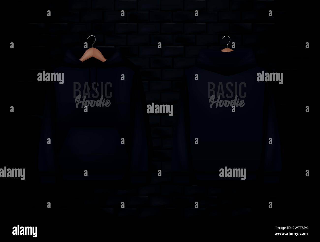 Men black hoody Realistic jumper mockup Long sleeve hoody template