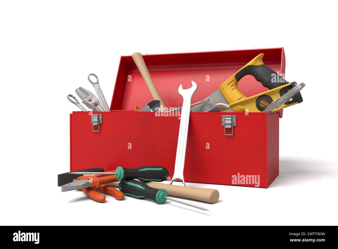 Toolbox and tools isolated on white Stock Photo - Alamy