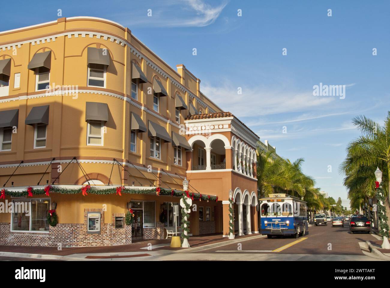 downtown shopping district on First Steet in Fort Myers, Florida Stock Photo