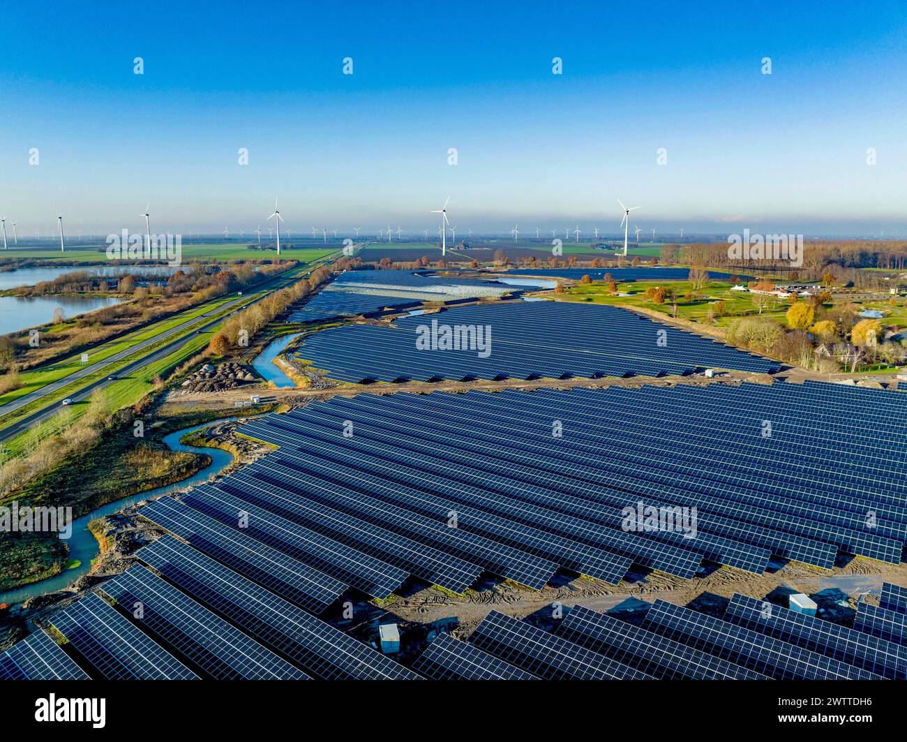 Vast solar farm wind turbines hi-res stock photography and images - Alamy