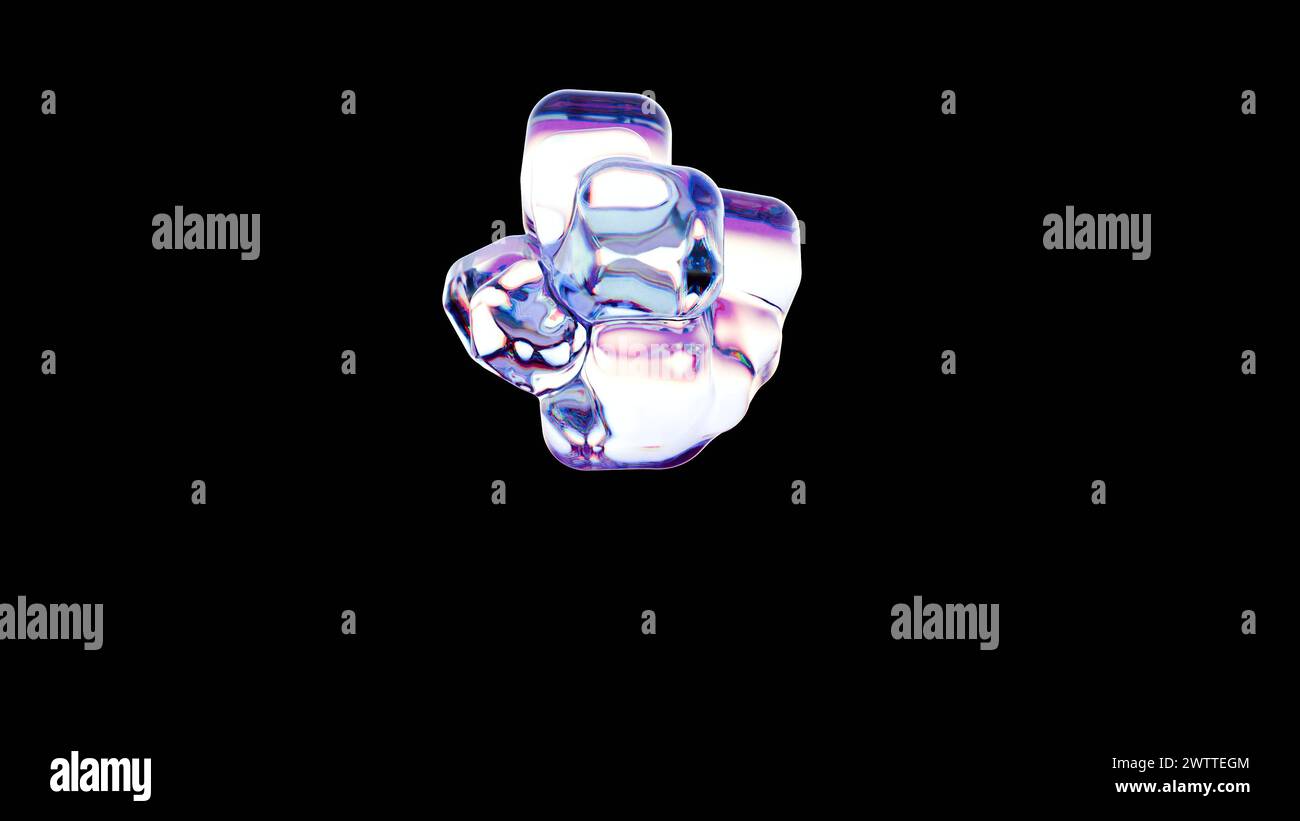 Phantasmal Cluster: Iridescent Forms Against the Void Stock Photo
