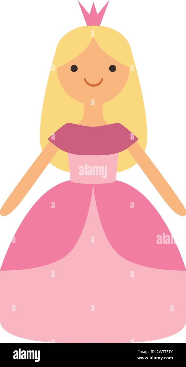 Princess color icon. Cute blonde girl in pink dress Stock Vector Image ...