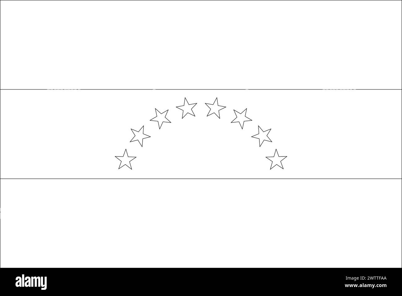 Venezuela flag thin black vector outline wireframe isolated on white