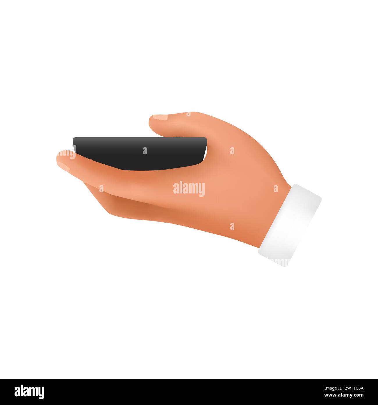 3D hand of man holding mobile phone to take or give, carry smartphone ...