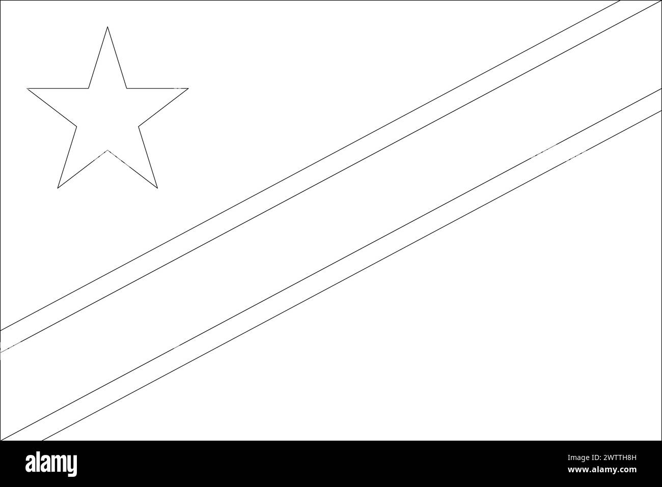 Democratic Republic of the Congo flag - thin black vector outline ...