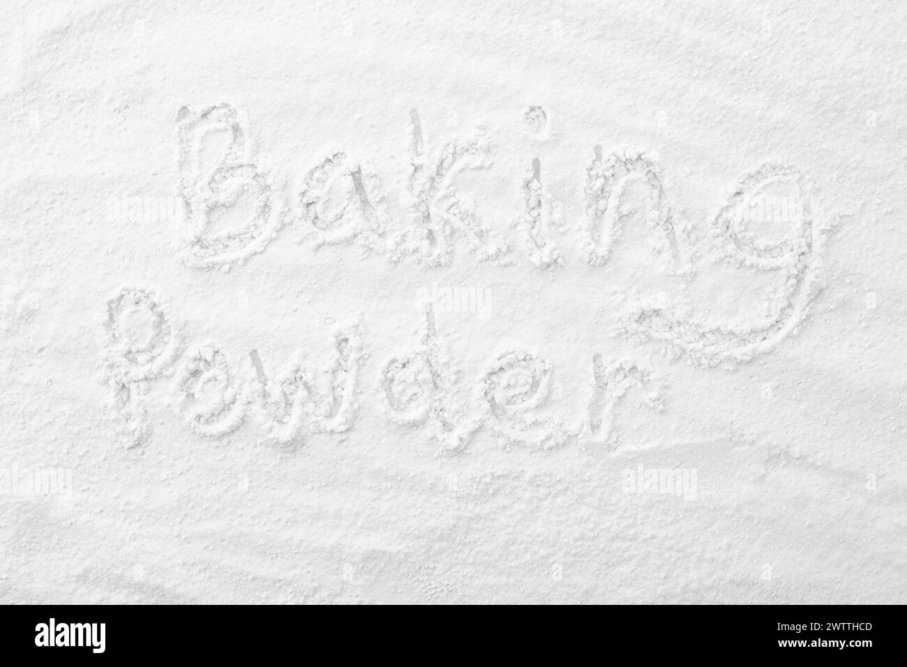 Words Baking Powder written on powder, top view Stock Photo Alamy