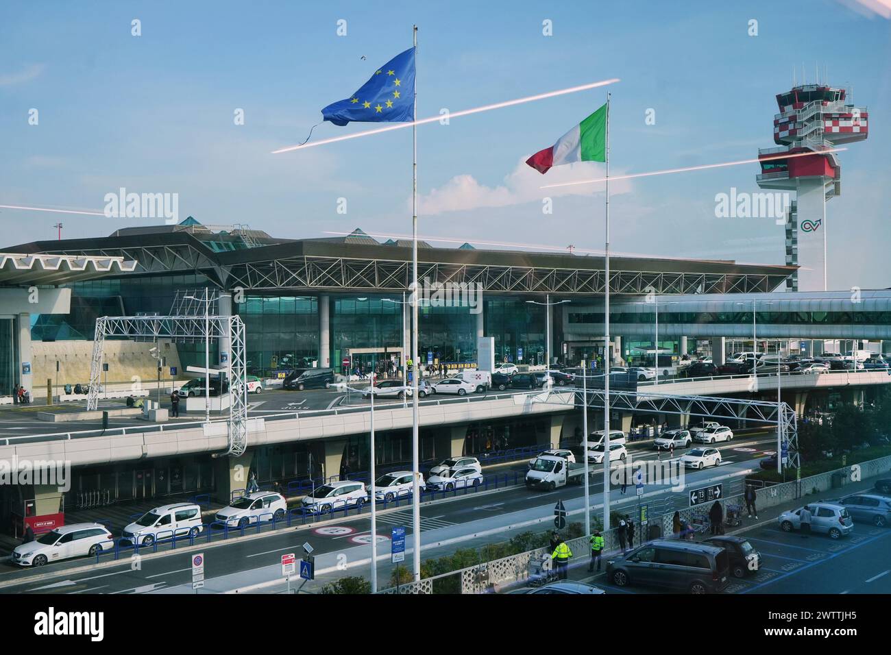 Rome Italy Feb 20 2024 The Exterior And Parking At The Fiumicino 