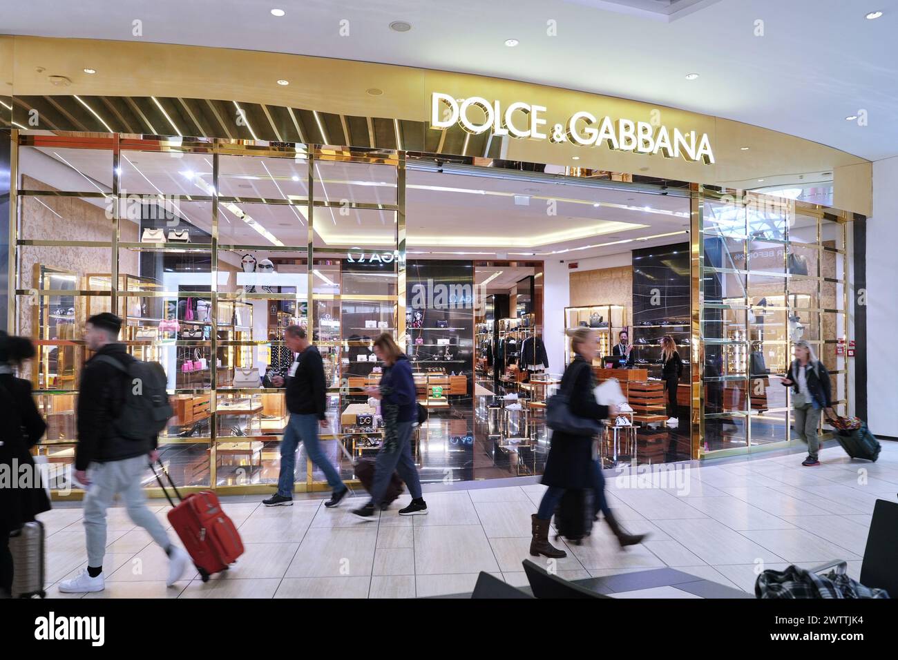 ROME, ITALY, Feb 20, 2024: Dolce Gabbana duty free shop at the international airport Fiumicino Stock Photo
