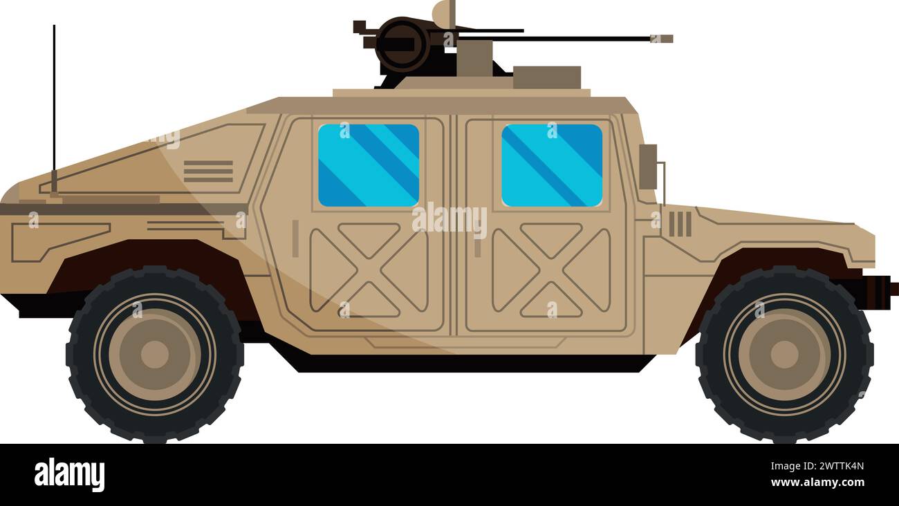 Armored car cartoon icon. Military transport side view Stock Vector
