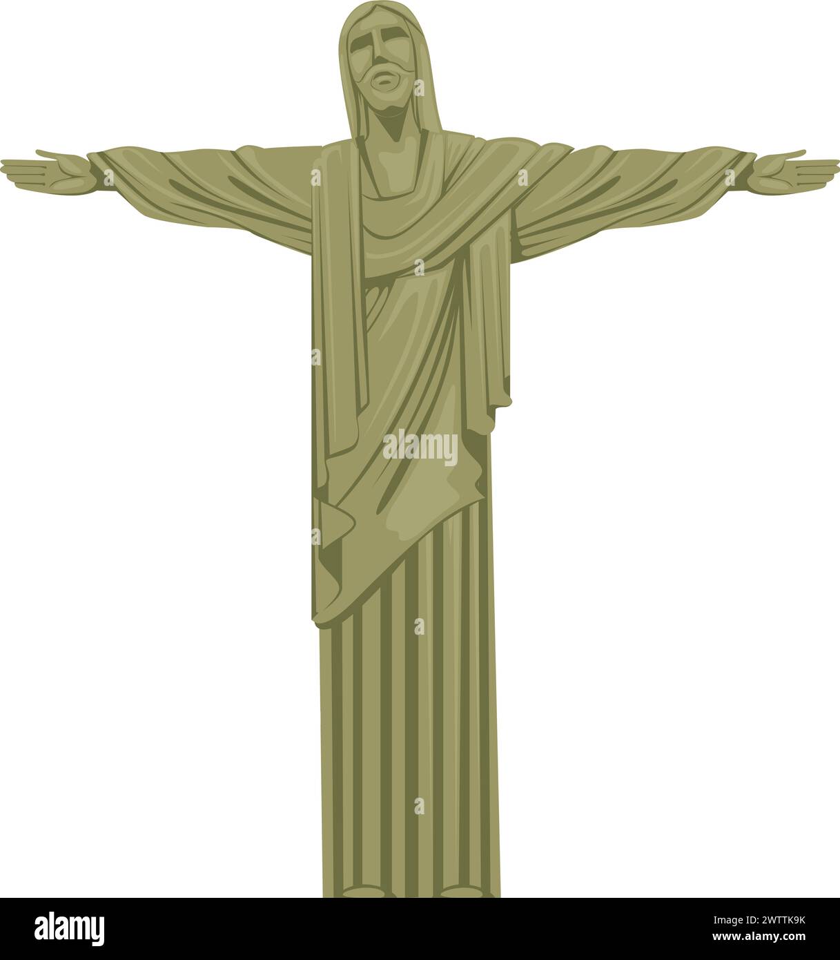 Statue of Jesus Christ. Famous landmark travel cartoon icon Stock Vector
