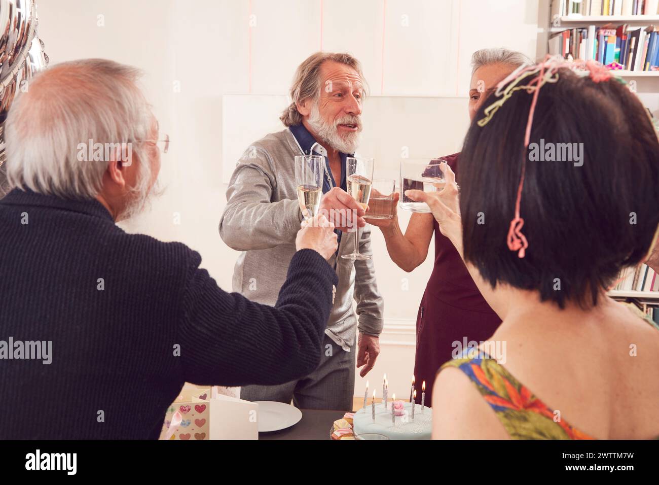 Group of adults celebrating with a toast Stock Photo