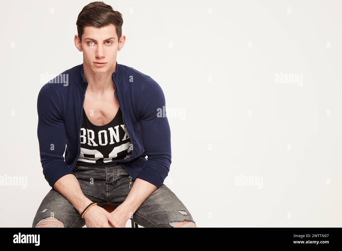 Young man posing in a casual outfit. Stock Photo