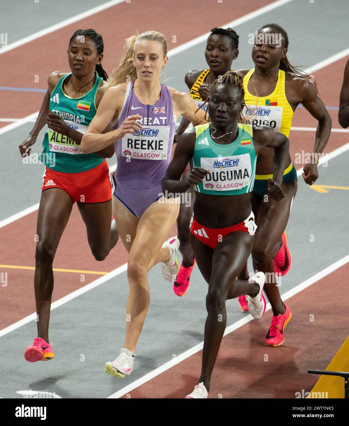 Habitam Alemu and Tsige Duguma of Ethiopia, Jemma Reekie of Great Britain competing in the women’s 800m final at the World Athletics Indoor Championsh Stock Photo