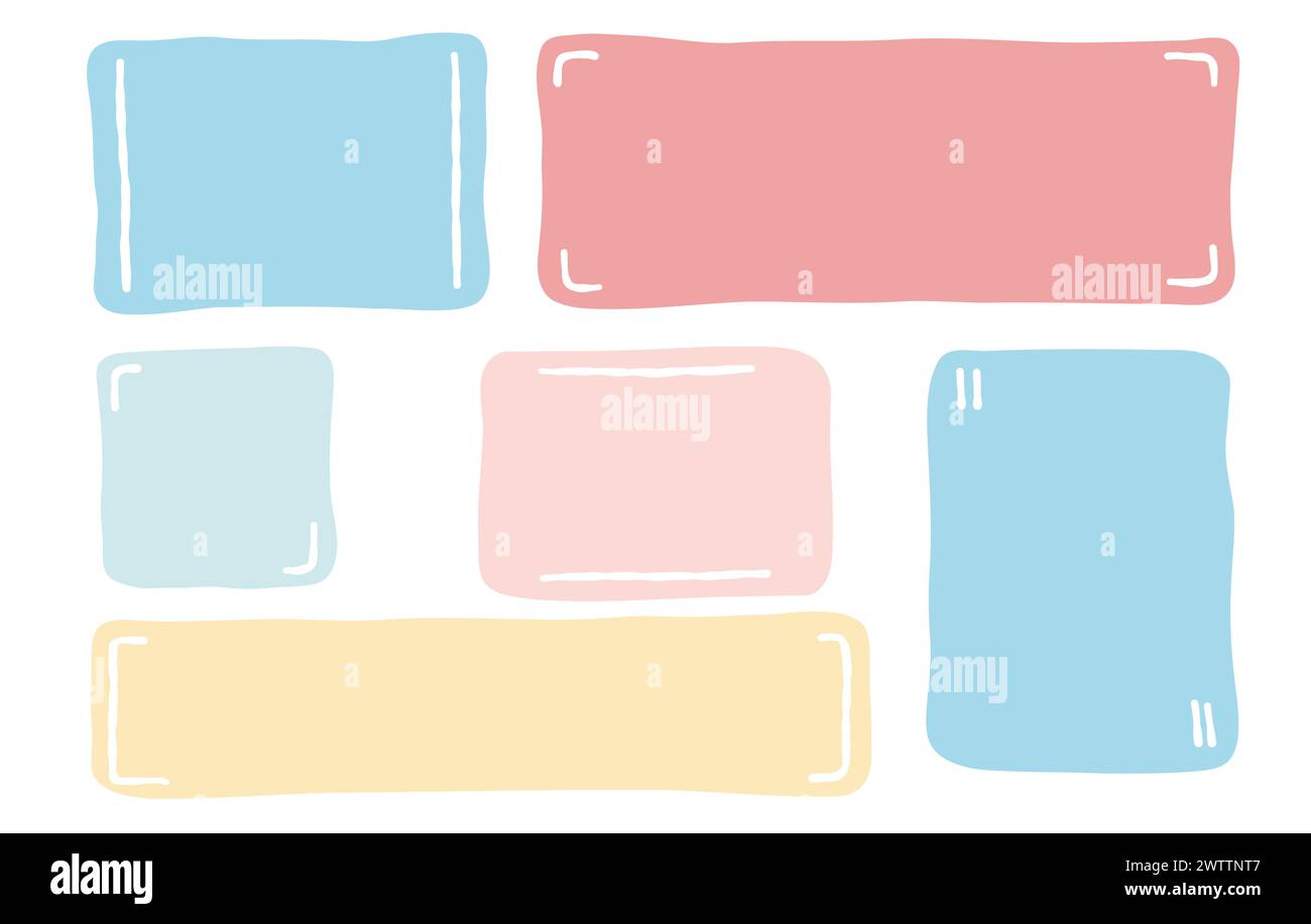 Hand drawn minimalistic chuote poster set. Chuote frames blank template set. Color the empty speed bubbles. Vector illustration Stock Vector