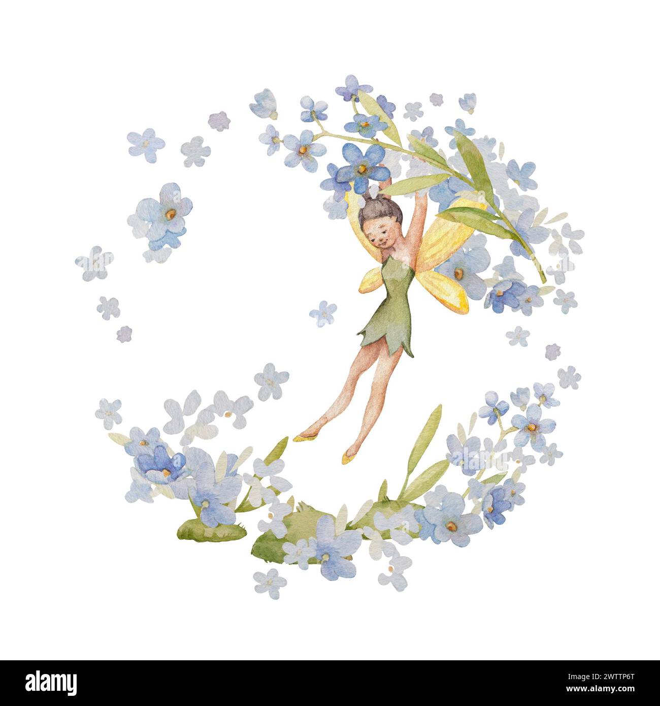 Me Not Fairy Illustration. Garden Fairy Wall Art. Me Not