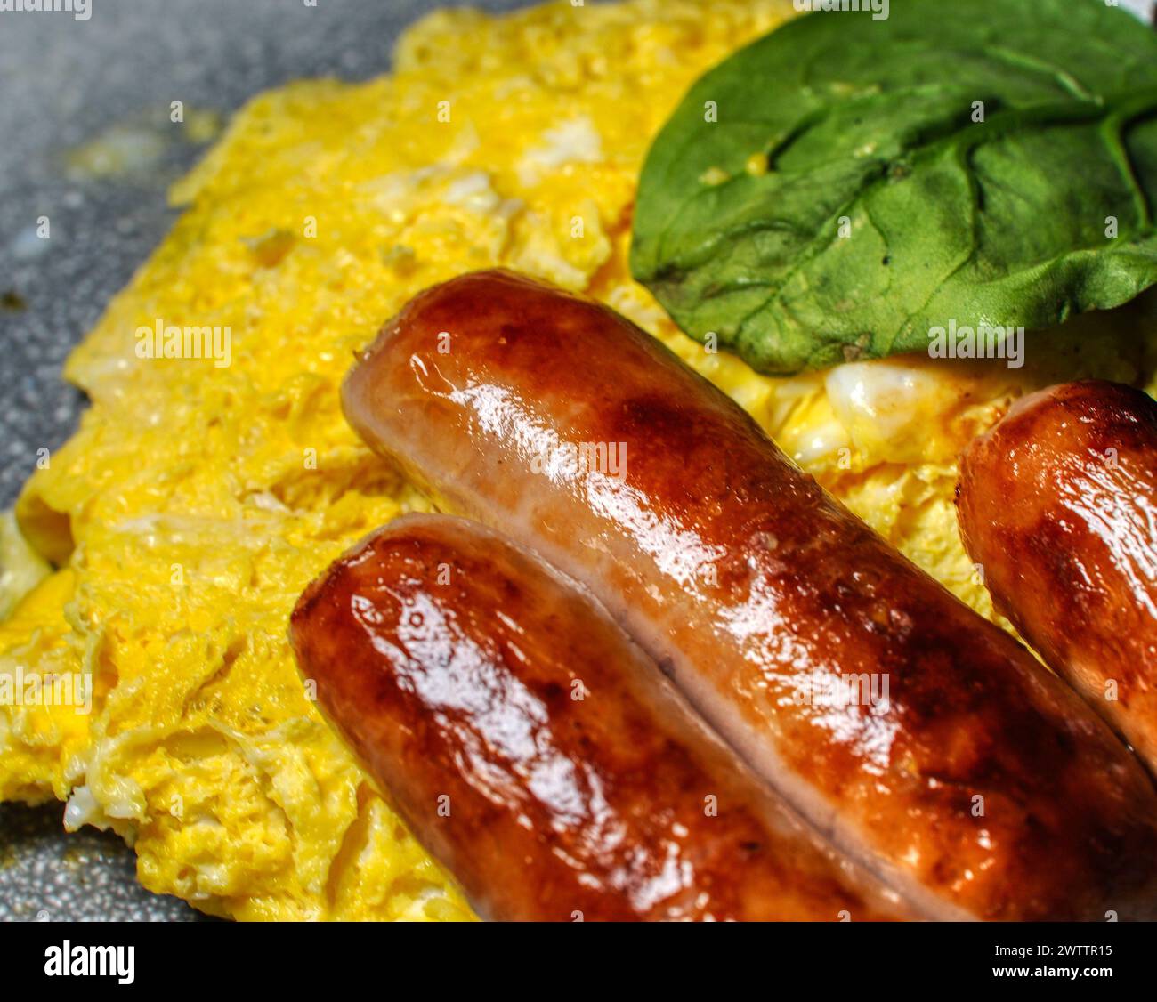 sausage and scrambled egg Stock Photo - Alamy