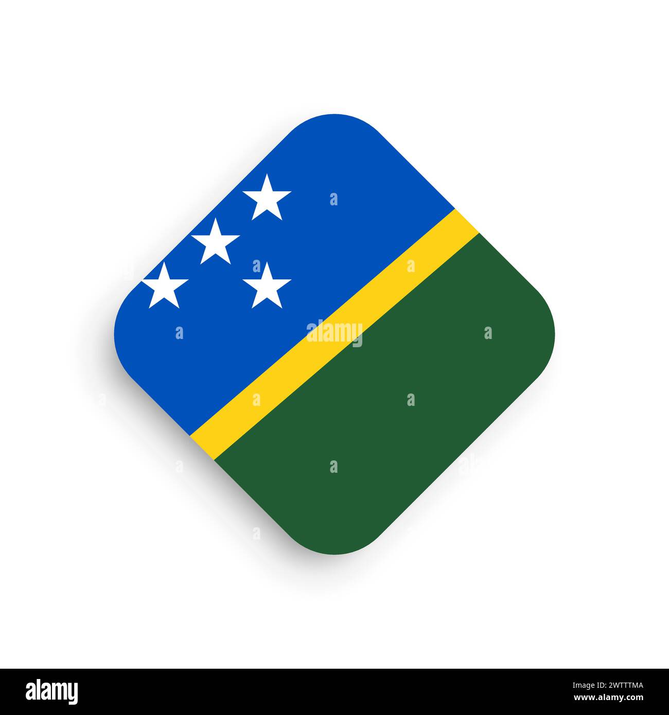 Solomon Islands flag - rhombus shape icon with dropped shadow isolated ...