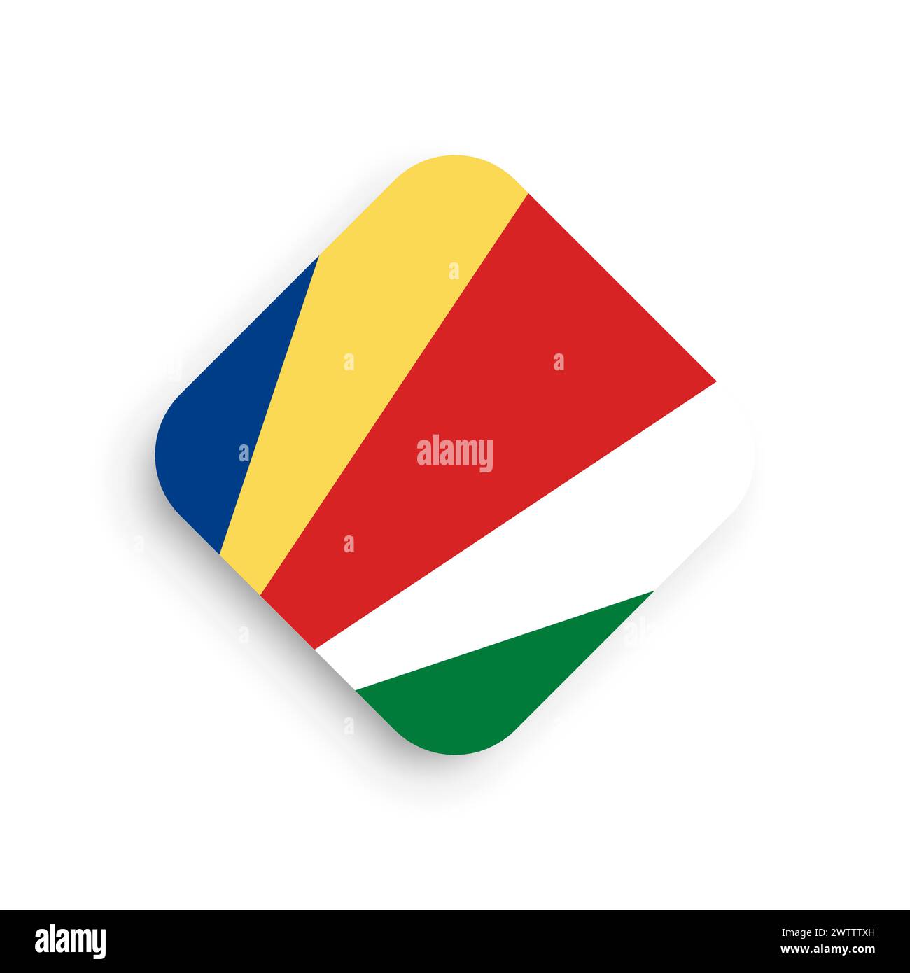 Seychelles flag - rhombus shape icon with dropped shadow isolated on ...