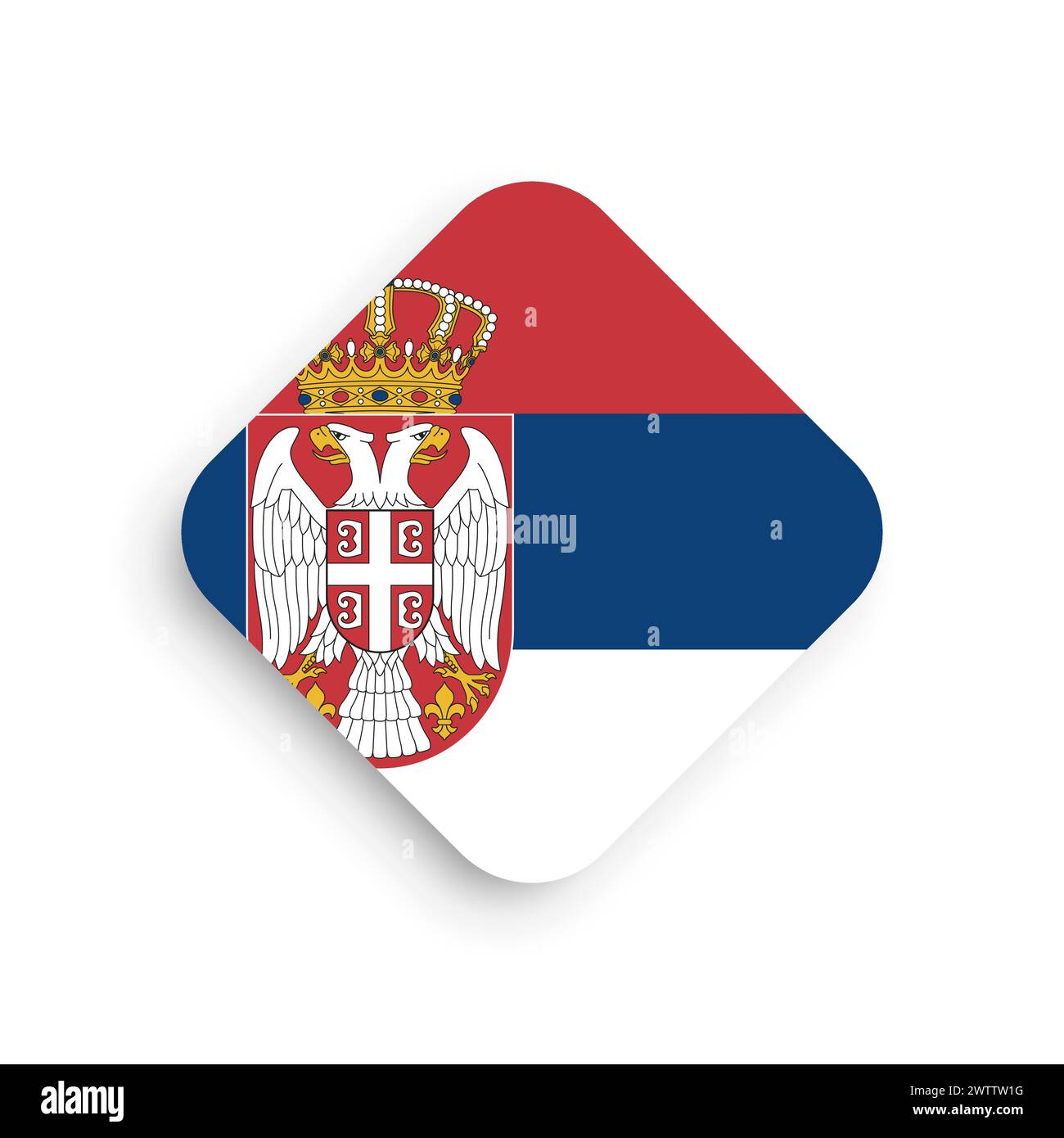 Serbia flag - rhombus shape icon with dropped shadow isolated on white ...