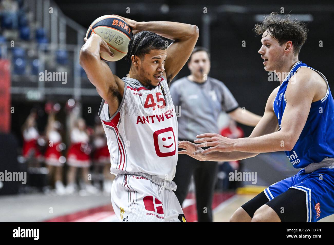 Antwerp, Belgium. 19th Mar, 2024. Antwerp's Rasir Bolton and Groningen