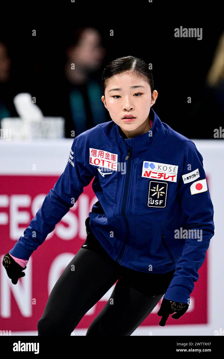 Mone CHIBA (JPN), during Women Practice, at the ISU World Figure