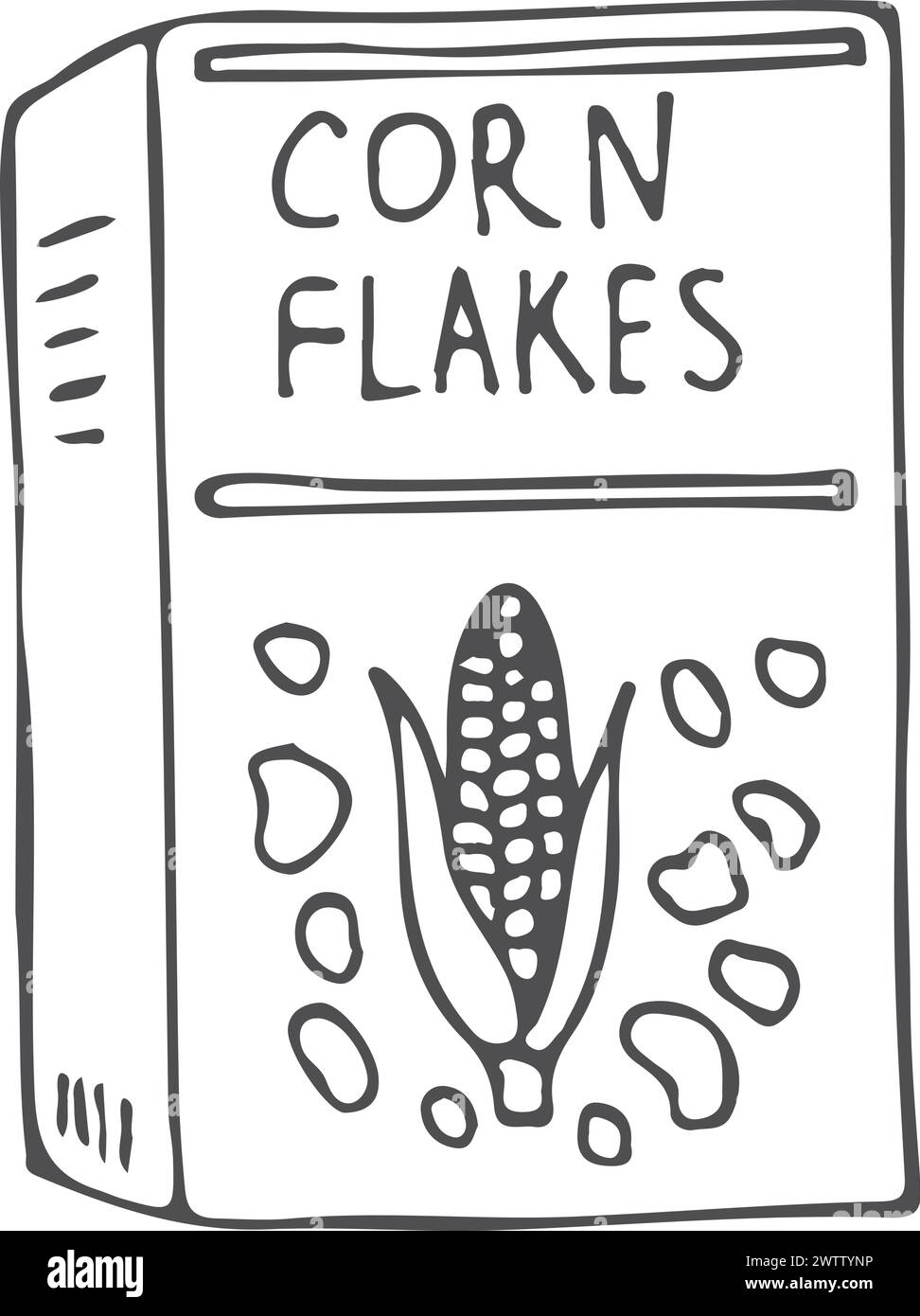 Corn flakes box doodle cereal breakfast meal Stock Vector Image & Art