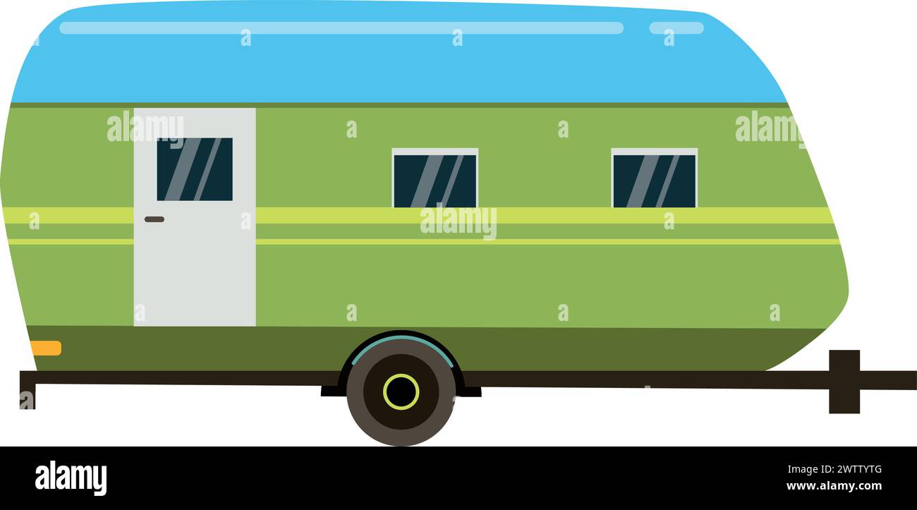 Camper trailer color icon. RV home vehicle Stock Vector