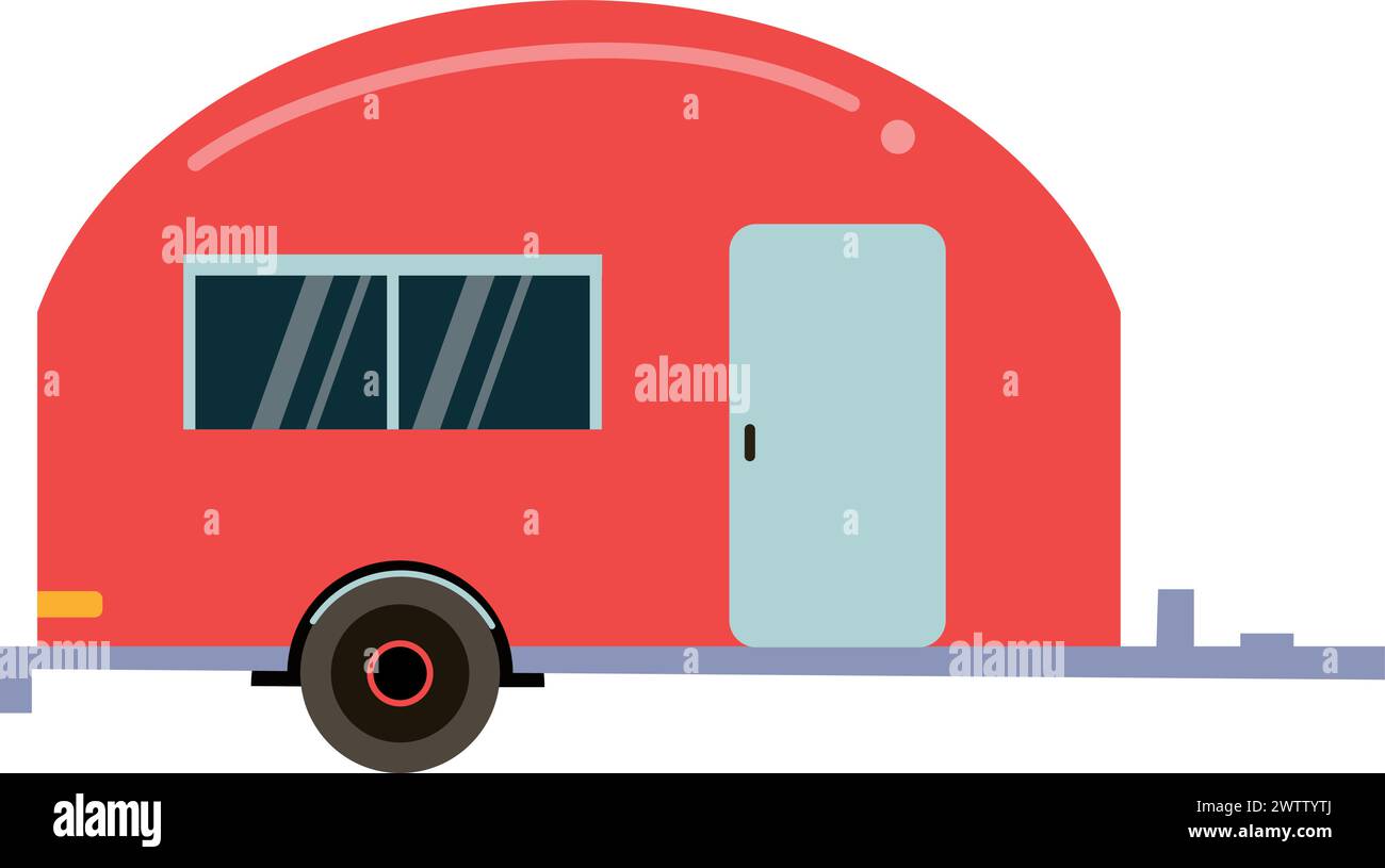 Mobile house vehicle. Outdoor camping cartoon trailer Stock Vector