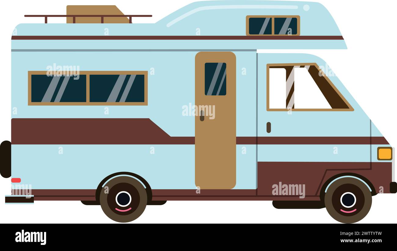 Mobile home car. Camper truck. Travel vehicle Stock Vector