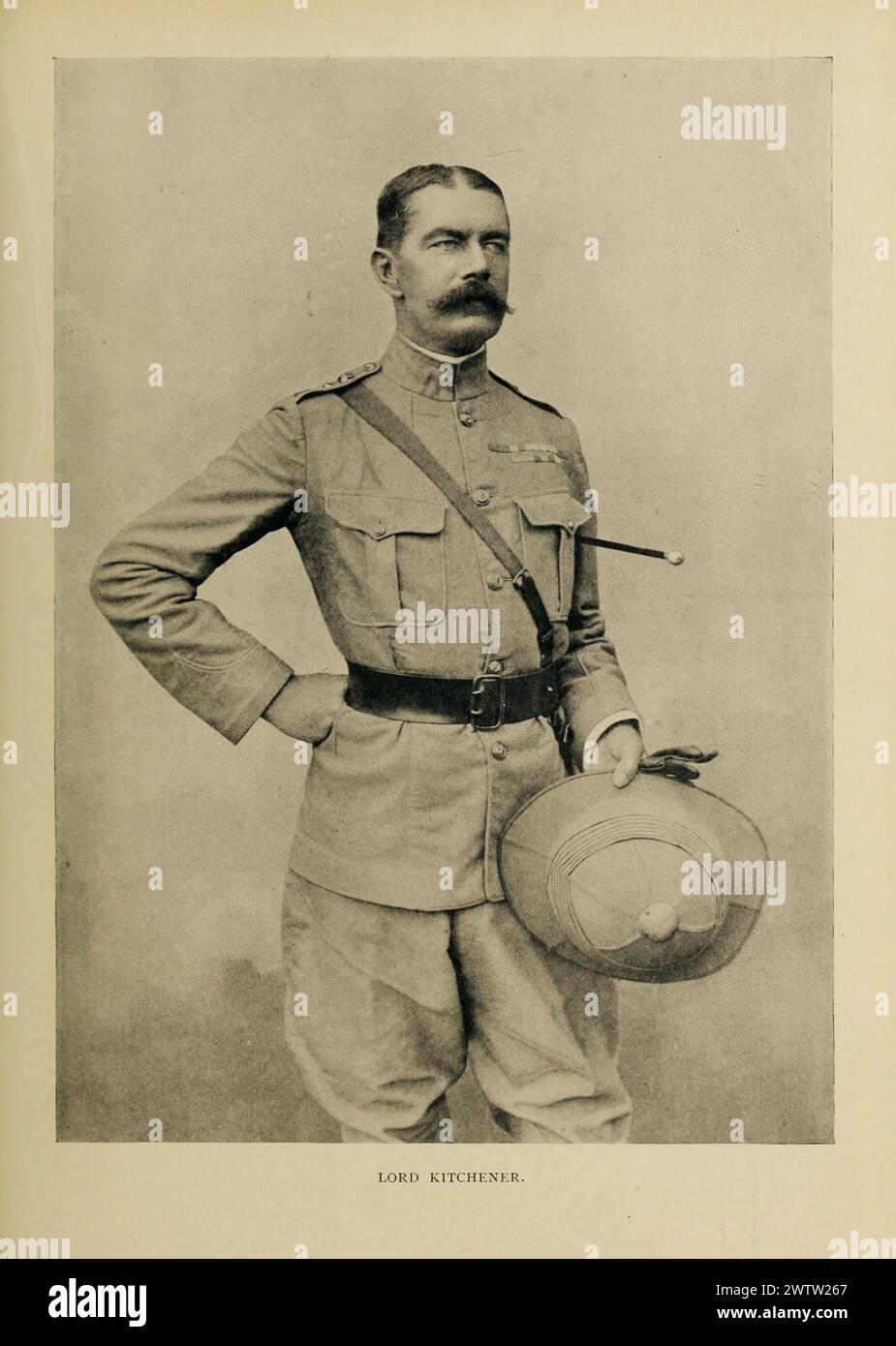 Vintage Portrait,   Chief of Staff Lord Herbert Kitchener. From History of Boer War 1900s Stock Photo