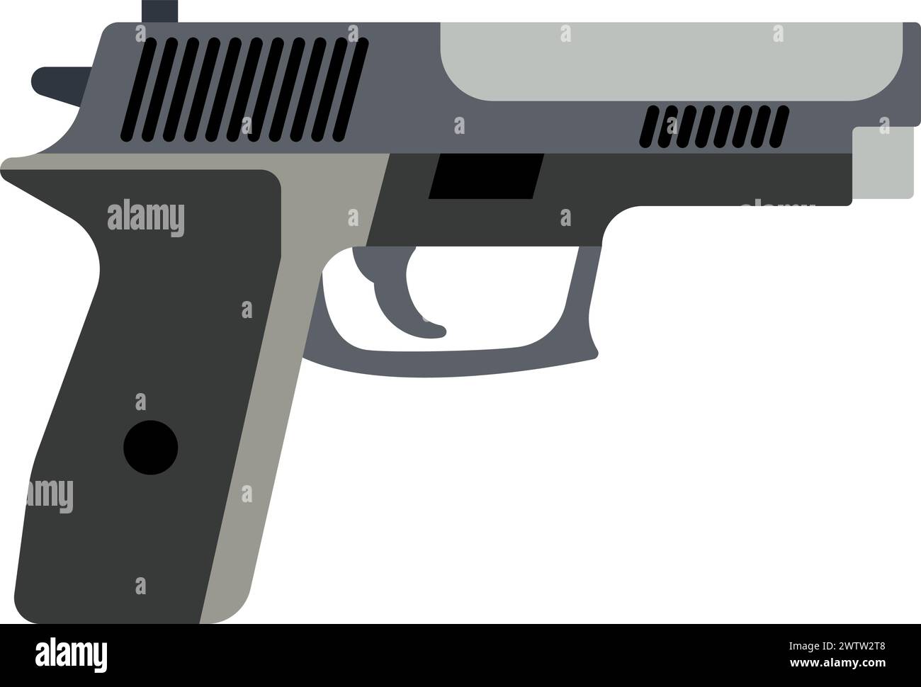 Police pistol. Crime protection gun. Bullet firearm Stock Vector