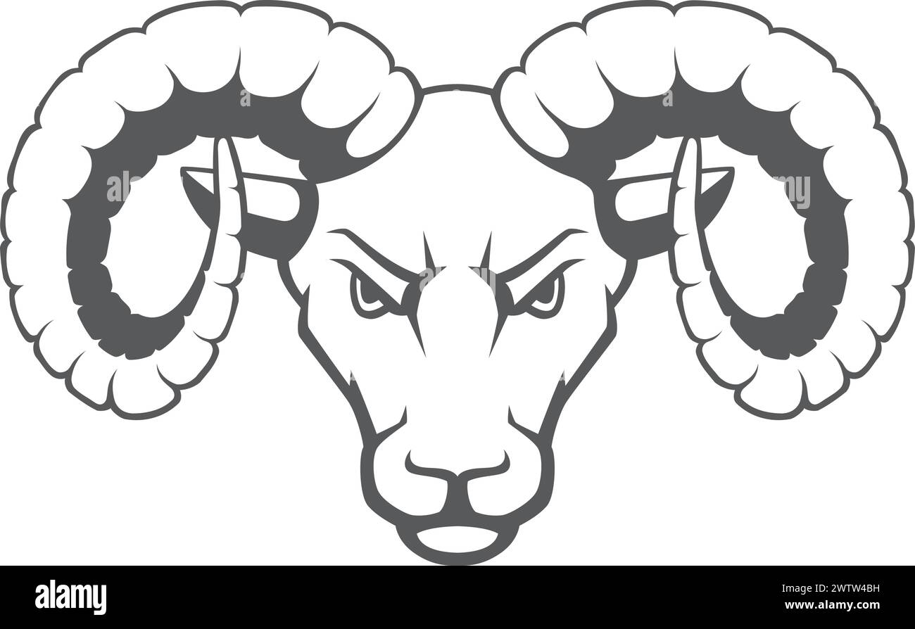 Ram head black logo. Power animal tattoo Stock Vector Image & Art - Alamy