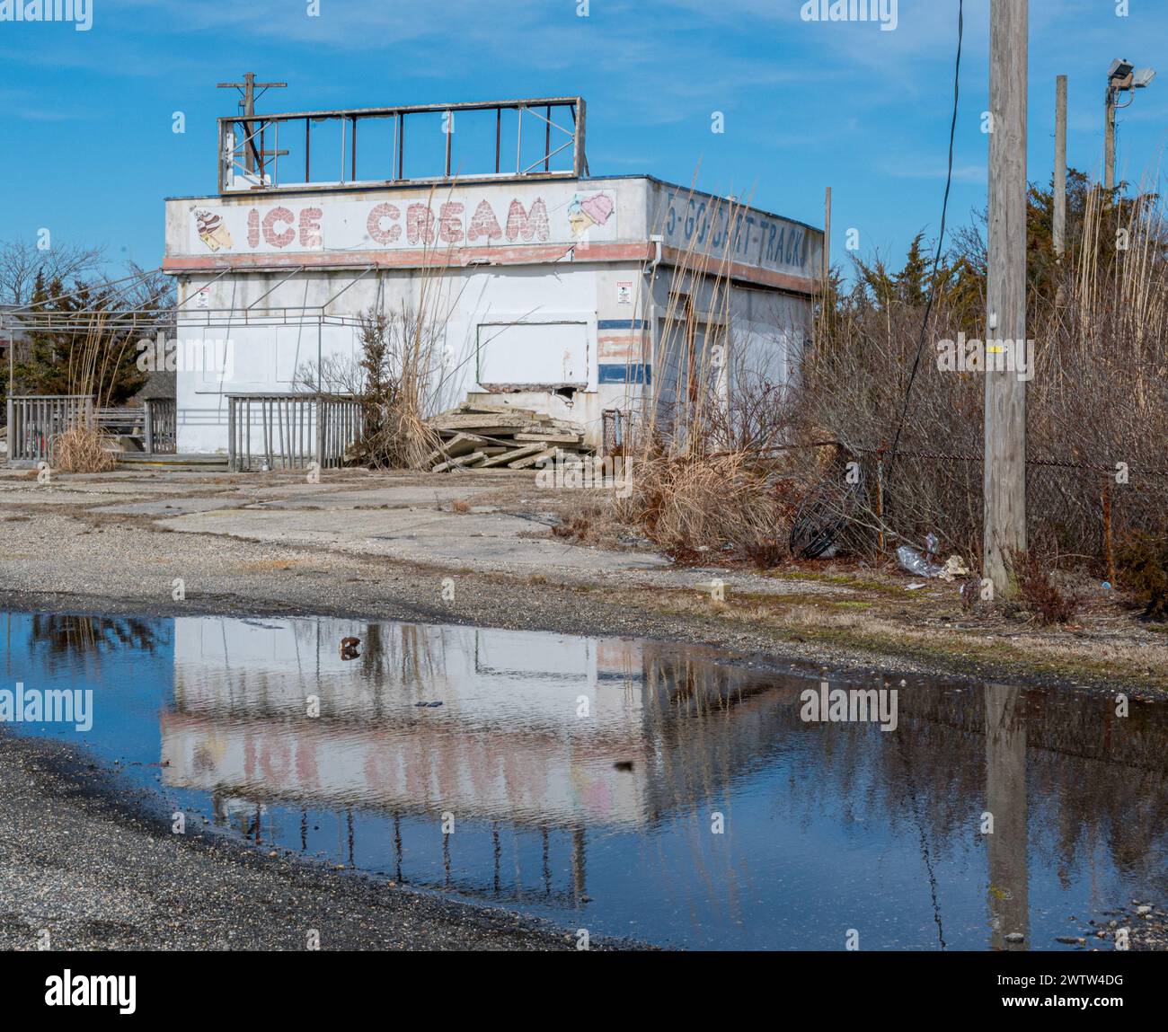 Abandoned ice cream parlor at an amusement park in Wildwood, NJ Stock
