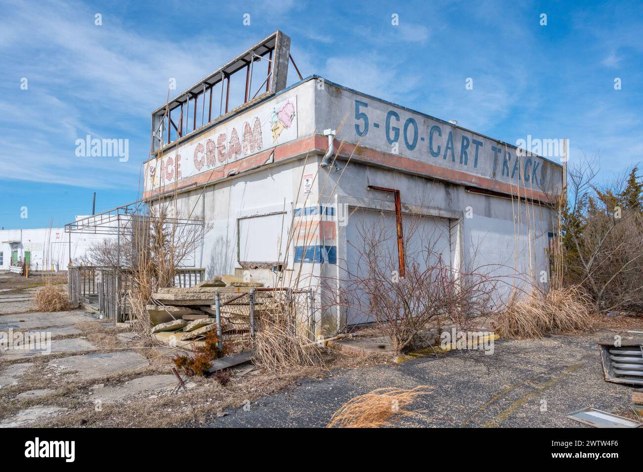 Abandoned ice cream parlor at an amusement park in Wildwood, NJ Stock