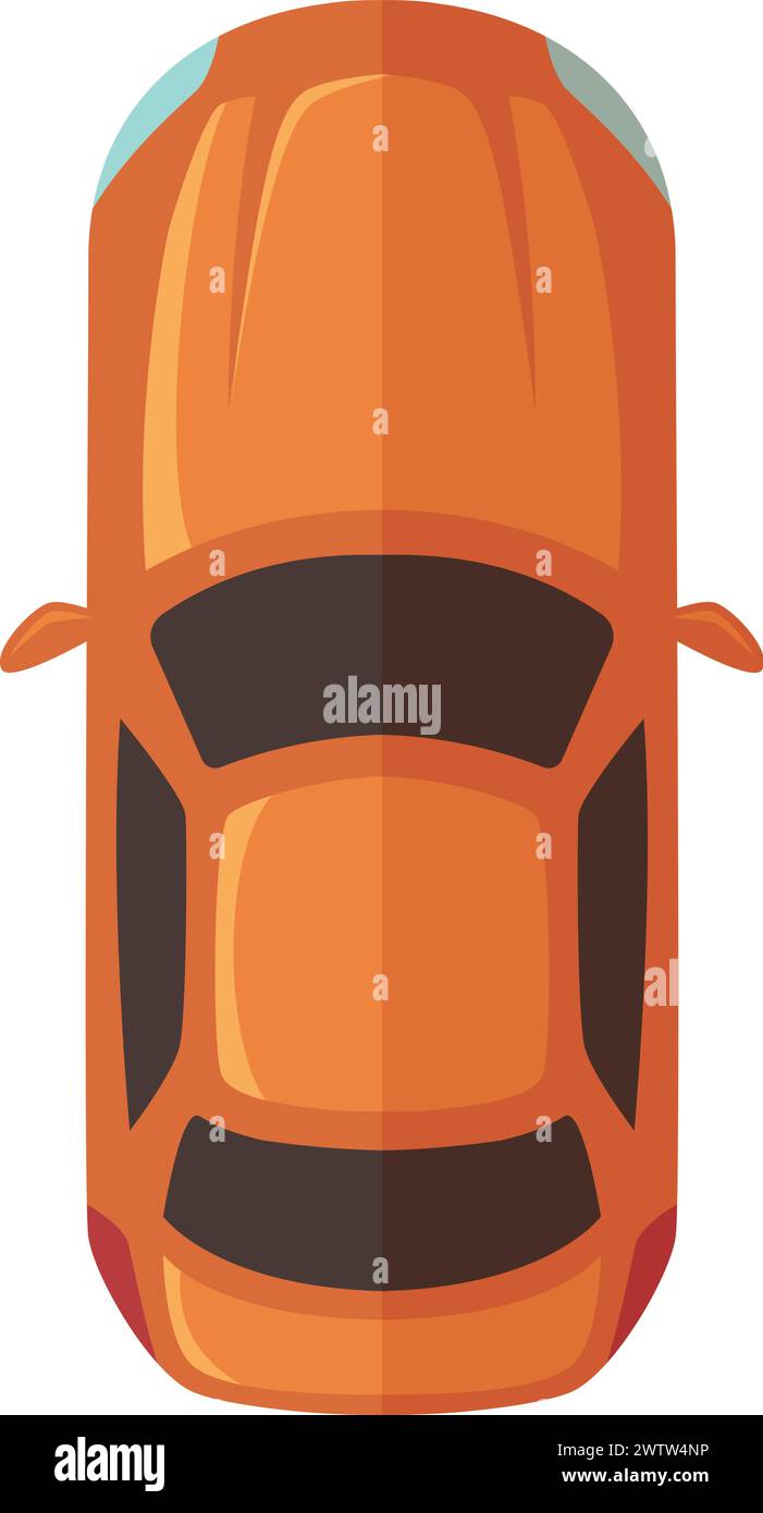 Orange sport car icon. Auto top view Stock Vector
