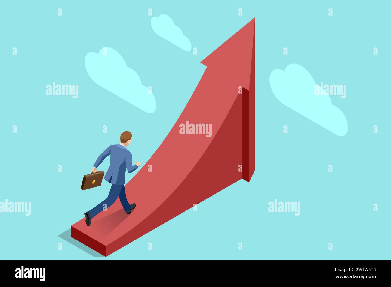 Isometric Career Growth. Business Arrow Target Direction. Businessman ...
